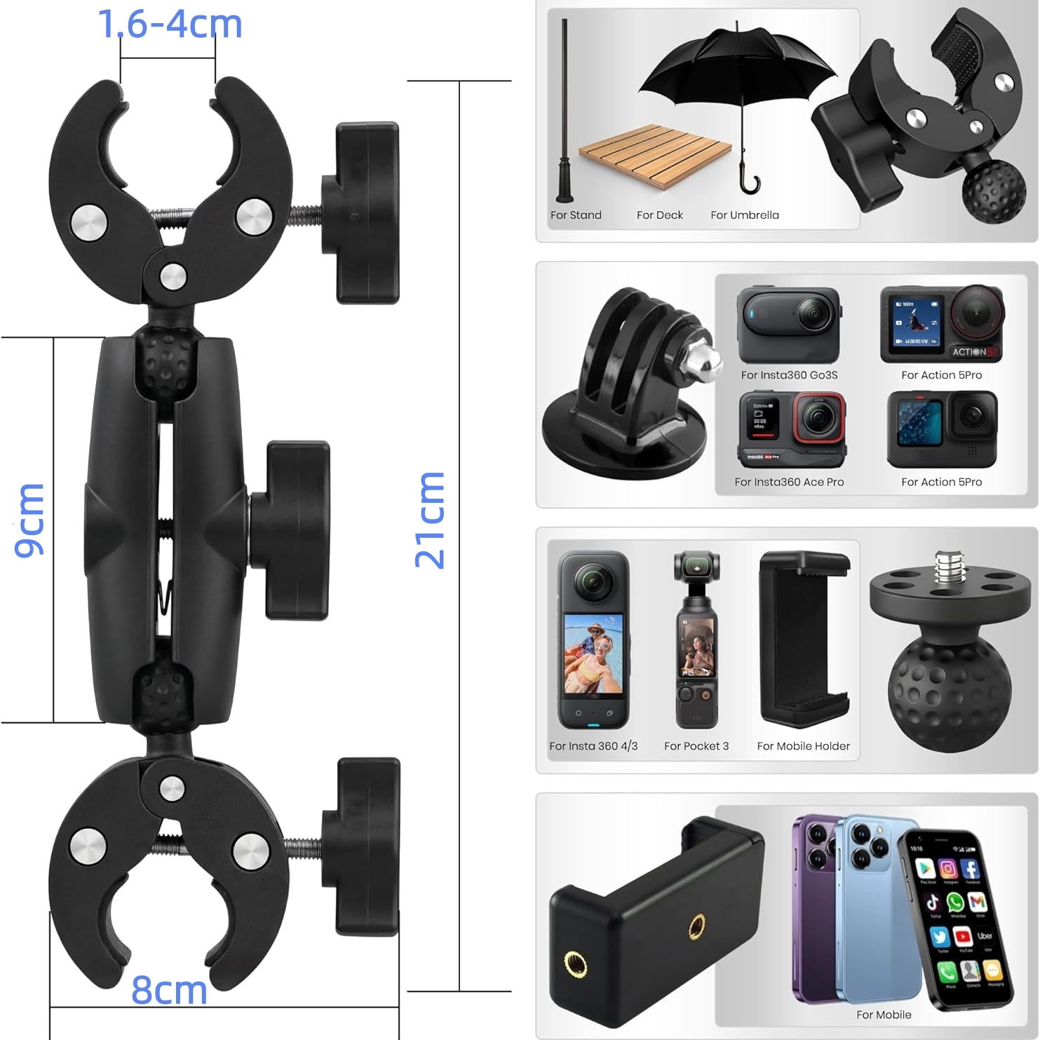 Double Clip Crab Super Clamp C - đánh giá và giá Drone Camera Action