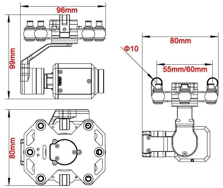 Tarot TL3T20 3-axis Gimbal 640 - đánh giá và giá Drone Camera Stabilized